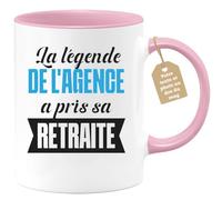 quotedazur Café-Croissant - Mug Personnalisé Tasse Cadeau Noël La Légende De L'Agence A Pris Sa Retraite - Rose/Céramique
