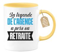 quotedazur Café-Croissant - Mug Personnalisé Tasse Cadeau Noël La Légende De L'Agence A Pris Sa Retraite - Jaune/Céramique