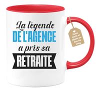 quotedazur Café-Croissant - Mug Personnalisé Tasse Cadeau Noël La Légende De L'Agence A Pris Sa Retraite - Rouge/Céramique