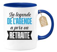 quotedazur Café-Croissant - Mug Personnalisé Tasse Cadeau Noël La Légende De L'Agence A Pris Sa Retraite - Bleu/Céramique