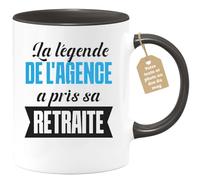 quotedazur Café-Croissant - Mug Personnalisé Tasse Cadeau Noël La Légende De L'Agence A Pris Sa Retraite - Noir/Céramique