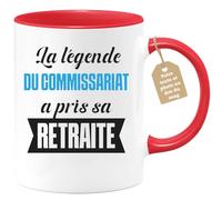 quotedazur Café-Croissant - Mug Personnalisé Tasse Cadeau Noël La Légende Du Commissariat A Pris Sa Retraite - Rouge/Céramique
