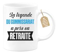 quotedazur Café-Croissant - Mug Personnalisé Tasse Cadeau Noël La Légende Du Commissariat A Pris Sa Retraite - Blanc/Céramique