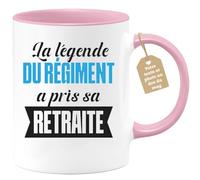 quotedazur Café-Croissant - Mug Personnalisé Tasse Cadeau Noël La Légende Du Régiment A Pris Sa Retraite - Rose/Céramique