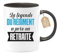 quotedazur Café-Croissant - Mug Personnalisé Tasse Cadeau Noël La Légende Du Régiment A Pris Sa Retraite - Noir/Céramique