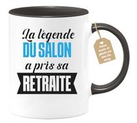 quotedazur Café-Croissant - Mug Personnalisé Tasse Cadeau Noël La Légende Du Salon A Pris Sa Retraite - Noir/Céramique