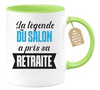 quotedazur Café-Croissant - Mug Personnalisé Tasse Cadeau Noël La Légende Du Salon A Pris Sa Retraite - Vert/Céramique