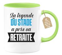quotedazur Café-Croissant - Mug Personnalisé Tasse Cadeau Noël La Légende Du Stade A Pris Sa Retraite - Vert/Céramique