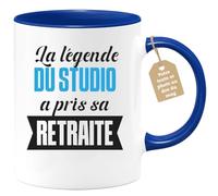 quotedazur Café-Croissant - Mug Personnalisé Tasse Cadeau Noël La Légende Du Studio A Pris Sa Retraite - Bleu/Céramique