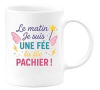 quotedazur Café-Croissant - Mug Personnalisé Tasse Cadeau Noël Le Matin Je Suis Une Fée La Fée Pachier - Blanc/Céramique