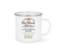 quotedazur Café-Croissant - Mug Personnalisé Tasse Cadeau Noël Ma Filleule Adorée Tu Peux Compter Sur Moi Je Serai Toujours Près De Toi Ton Parrain Qui T'Adore - Blanc/Emaillé