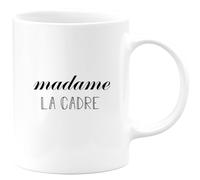 quotedazur Café-Croissant - Mug Personnalisé Tasse Cadeau Noël Madame La Cadre - Blanc/Céramique