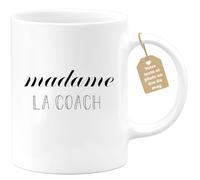quotedazur Café-Croissant - Mug Personnalisé Tasse Cadeau Noël Madame La Coach - Blanc/Céramique
