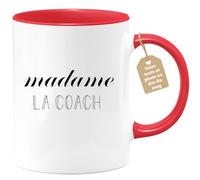 quotedazur Café-Croissant - Mug Personnalisé Tasse Cadeau Noël Madame La Coach - Rouge/Céramique