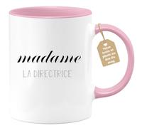 quotedazur Café-Croissant - Mug Personnalisé Tasse Cadeau Noël Madame La Directrice - Rose/Céramique
