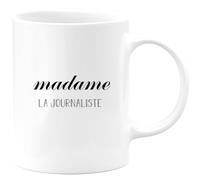 quotedazur Café-Croissant - Mug Personnalisé Tasse Cadeau Noël Madame La Journaliste - Blanc/Céramique