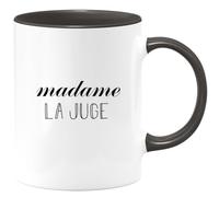 quotedazur Café-Croissant - Mug Personnalisé Tasse Cadeau Noël Madame La Juge - Noir/Céramique