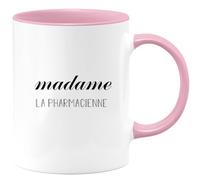 quotedazur Café-Croissant - Mug Personnalisé Tasse Cadeau Noël Madame La Pharmacienne - Rose/Céramique
