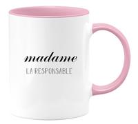 quotedazur Café-Croissant - Mug Personnalisé Tasse Cadeau Noël Madame La Responsable - Rose/Céramique