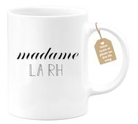 quotedazur Café-Croissant - Mug Personnalisé Tasse Cadeau Noël Madame La Rh - Blanc/Céramique