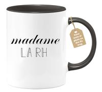 quotedazur Café-Croissant - Mug Personnalisé Tasse Cadeau Noël Madame La Rh - Noir/Céramique