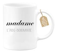 quotedazur Café-Croissant - Mug Personnalisé Tasse Cadeau Noël Madame L'Aide Soignante - Blanc/Céramique