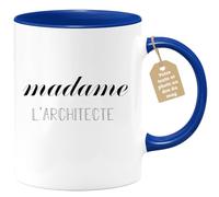 quotedazur Café-Croissant - Mug Personnalisé Tasse Cadeau Noël Madame L'Architecte - Bleu/Céramique