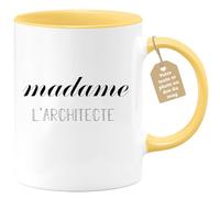 quotedazur Café-Croissant - Mug Personnalisé Tasse Cadeau Noël Madame L'Architecte - Jaune/Céramique