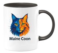 quotedazur Café-Croissant - Mug Personnalisé Tasse Cadeau Noël Maine Coon - Noir/Céramique
