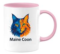 quotedazur Café-Croissant - Mug Personnalisé Tasse Cadeau Noël Maine Coon - Rose/Céramique