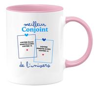 quotedazur Café-Croissant - Mug Personnalisé Tasse Cadeau Noël Meilleur Conjoint De L'Univers - Rose/Céramique