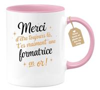 quotedazur Café-Croissant - Mug Personnalisé Tasse Cadeau Noël Merci D'Être Toujours Là T'Es Vraiment Une Formatrice En Or - Rose/Céramique
