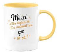 quotedazur Café-Croissant - Mug Personnalisé Tasse Cadeau Noël Merci D'Être Toujours Là T'Es Vraiment Une Cpe En Or - Jaune/Céramique