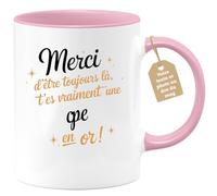 quotedazur Café-Croissant - Mug Personnalisé Tasse Cadeau Noël Merci D'Être Toujours Là T'Es Vraiment Une Cpe En Or - Rose/Céramique