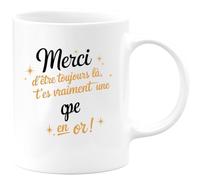 quotedazur Café-Croissant - Mug Personnalisé Tasse Cadeau Noël Merci D'Être Toujours Là T'Es Vraiment Une Cpe En Or - Blanc/Céramique