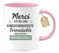quotedazur Café-Croissant - Mug Personnalisé Tasse Cadeau Noël Merci D'Être Une Kinésithérapeute Formidable Mais Surtout Inoubliable - Rose/Céramique