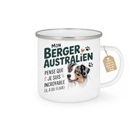quotedazur Café-Croissant - Mug Personnalisé Tasse Cadeau Noël Mon Berger Australien Pense Que Je Suis Incroyable (Il A Du Flair) - Blanc/Emaillé