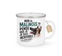 quotedazur Café-Croissant - Mug Personnalisé Tasse Cadeau Noël Mon Malinois Pense Que Je Suis Incroyable (Il A Du Flair) - Blanc/Emaillé