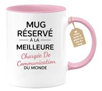 quotedazur Café-Croissant - Mug Personnalisé Tasse Cadeau Noël Mug Réservé À La Meilleure Chargée De Communication Du Monde - Rose/Céramique