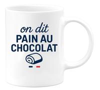 quotedazur Café-Croissant - Mug Personnalisé Tasse Cadeau Noël On Dit Pain Au Chocolat - Blanc/Céramique