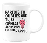 quotedazur Café-Croissant - Mug Personnalisé Tasse Cadeau Noël Parfois Tu Oublies Que Tu Es Génial Alors Ceci Est Ton Rappel - Blanc/Céramique