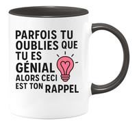 quotedazur Café-Croissant - Mug Personnalisé Tasse Cadeau Noël Parfois Tu Oublies Que Tu Es Génial Alors Ceci Est Ton Rappel - Noir/Céramique