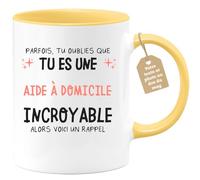 quotedazur Café-Croissant - Mug Personnalisé Tasse Cadeau Noël Parfois Tu Oublies Que Tu Es Une Aide À Domicile Incroyable Alors Voici Un Rappel - Jaune/Céramique