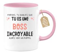 quotedazur Café-Croissant - Mug Personnalisé Tasse Cadeau Noël Parfois Tu Oublies Que Tu Es Une Boss Incroyable Alors Voici Un Rappel - Rose/Céramique