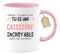 quotedazur Café-Croissant - Mug Personnalisé Tasse Cadeau Noël Parfois Tu Oublies Que Tu Es Une Caissière Incroyable Alors Voici Un Rappel - Rose/Céramique