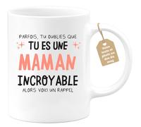 quotedazur Café-Croissant - Mug Personnalisé Tasse Cadeau Noël Parfois Tu Oublies Que Tu Es Une Maman Incroyable Alors Voici Un Rappel Future Anniversaire Fête Des Mères - Blanc/Céramique