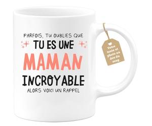 quotedazur Café-Croissant - Mug Personnalisé Tasse Cadeau Noël Parfois Tu Oublies Que Tu Es Une Maman Incroyable Alors Voici Un Rappel Future Anniversaire Fête Des Mères - Blanc/Céramique