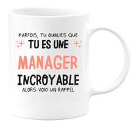 quotedazur Café-Croissant - Mug Personnalisé Tasse Cadeau Noël Parfois Tu Oublies Que Tu Es Une Manager Incroyable Alors Voici Un Rappel - Blanc/Céramique