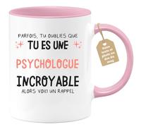 quotedazur Café-Croissant - Mug Personnalisé Tasse Cadeau Noël Parfois Tu Oublies Que Tu Es Une Psychologue Incroyable Alors Voici Un Rappel - Rose/Céramique