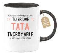 quotedazur Café-Croissant - Mug Personnalisé Tasse Cadeau Noël Parfois Tu Oublies Que Tu Es Une Tata Incroyable Alors Voici Un Rappel - Noir/Céramique